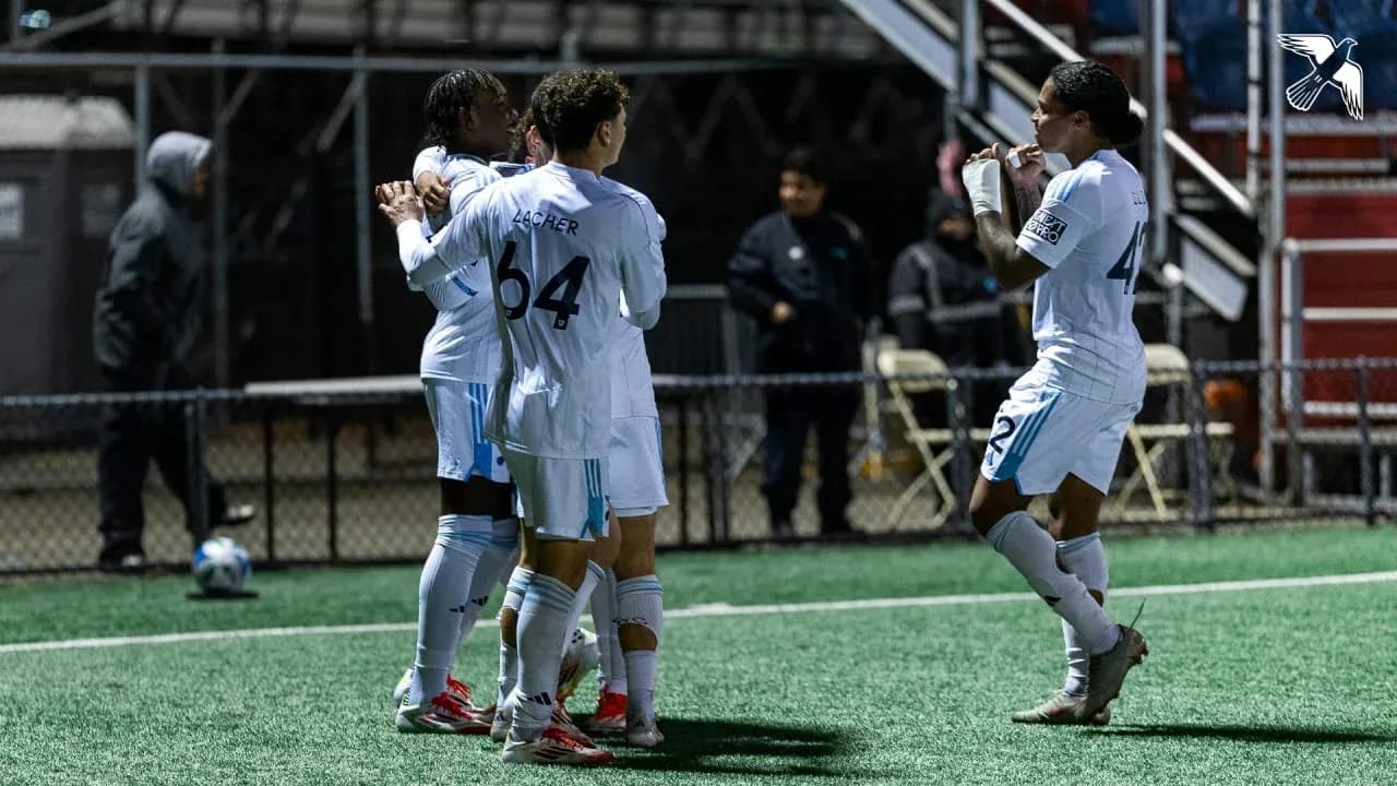 Players celebrating a goal during match