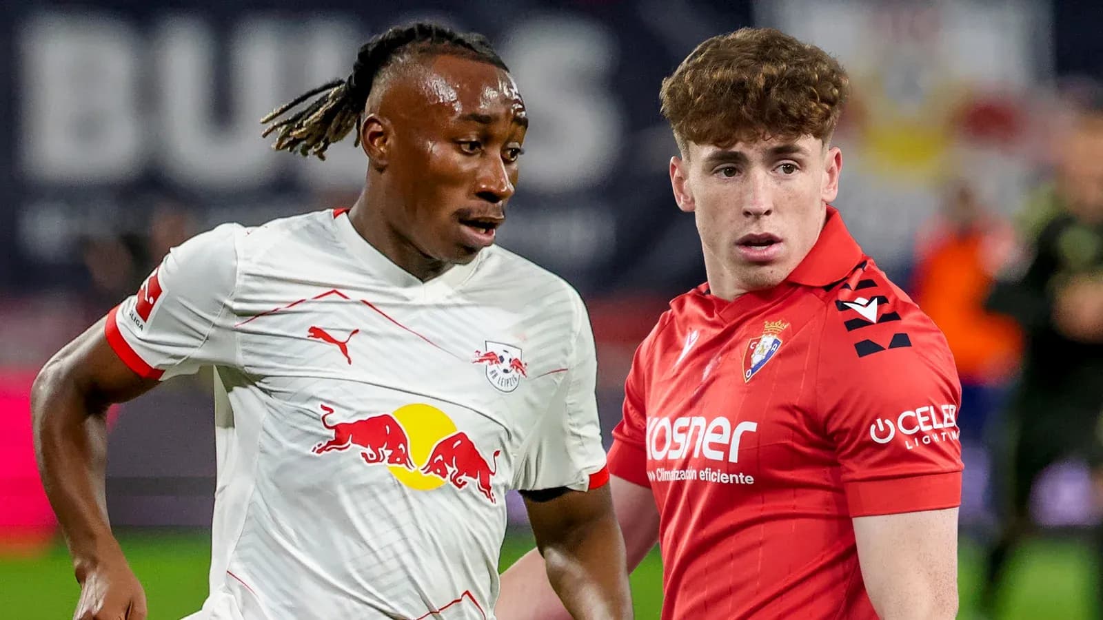 Two football players in action during a match