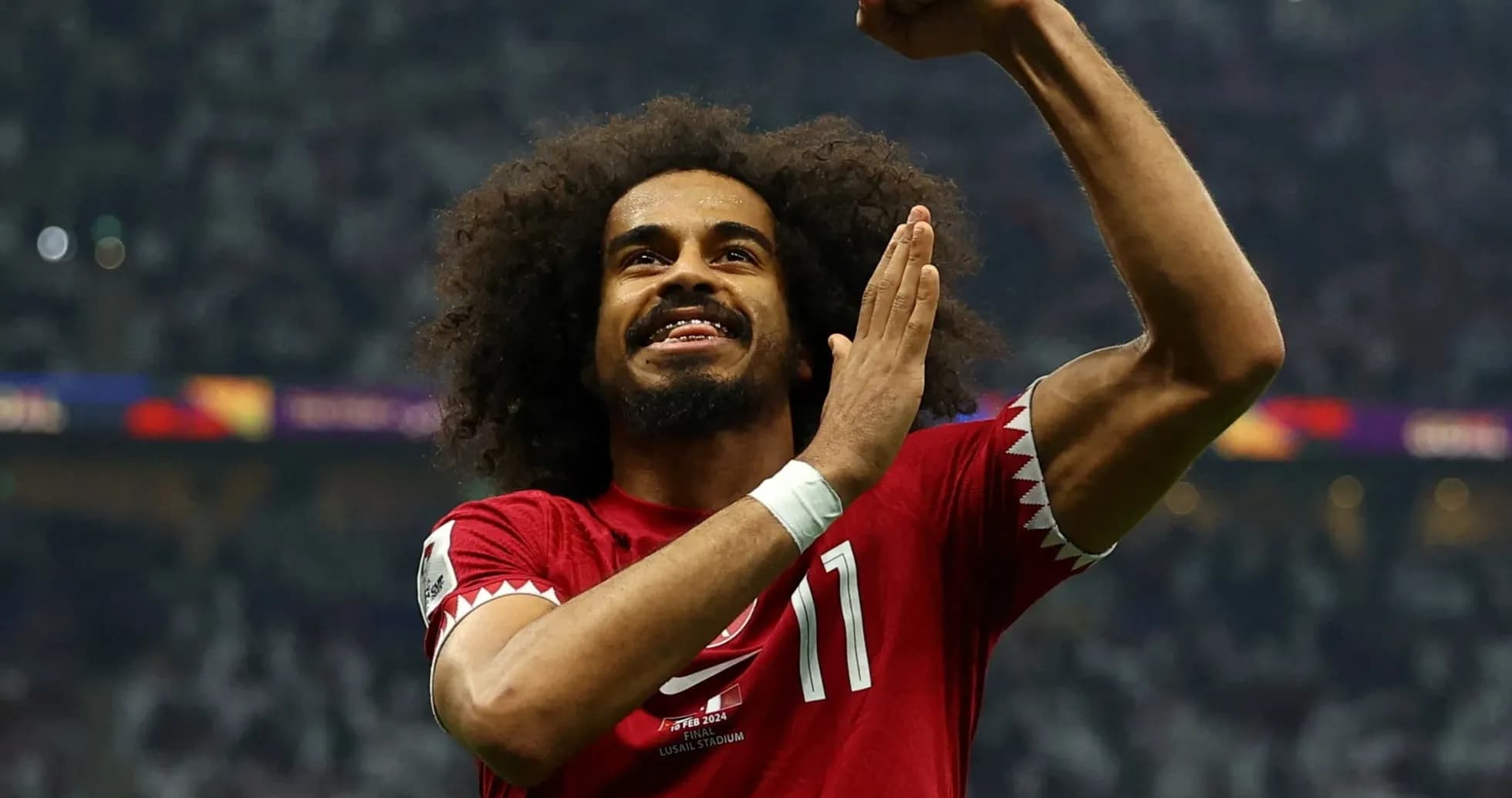Qatar player celebrating during World Cup match