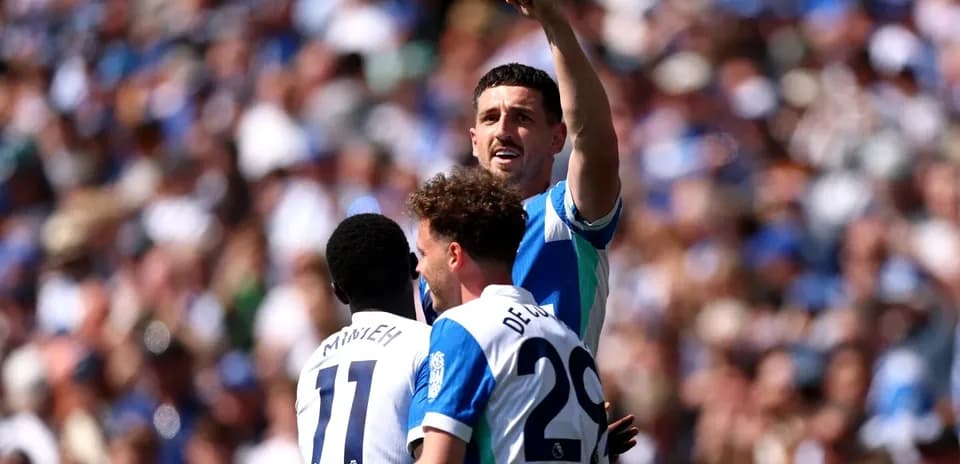 Brighton players celebrating a goal