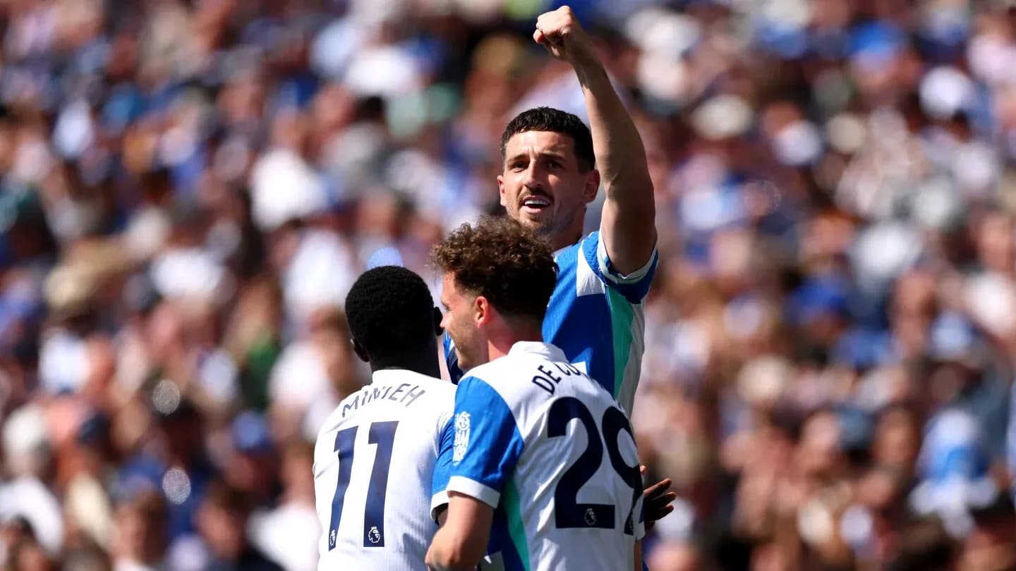 Brighton players celebrating a goal