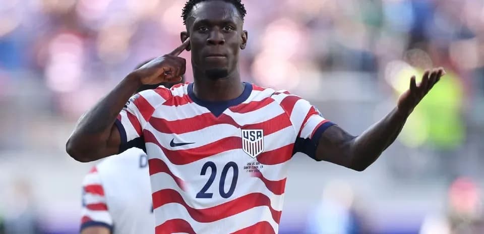 Player celebrating during match with USA jersey