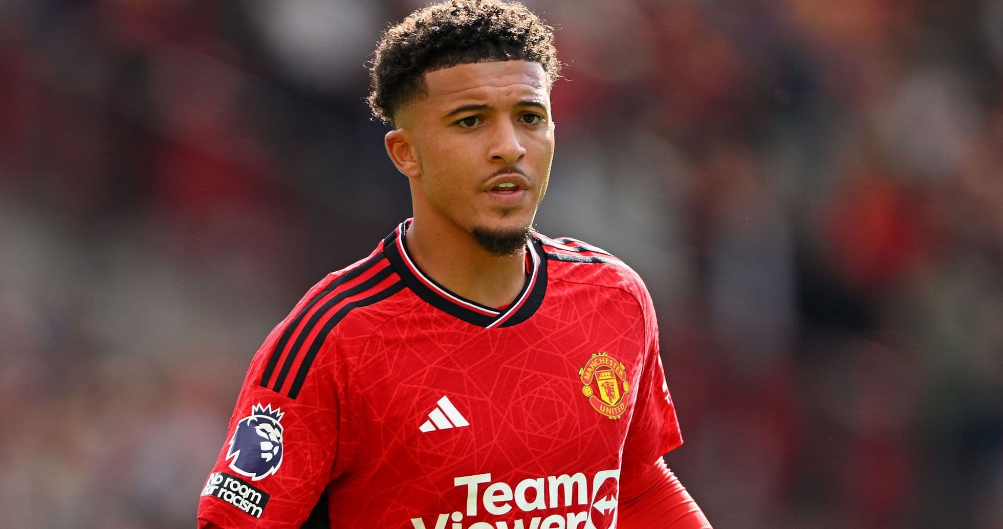 Player wearing Manchester United jersey during match