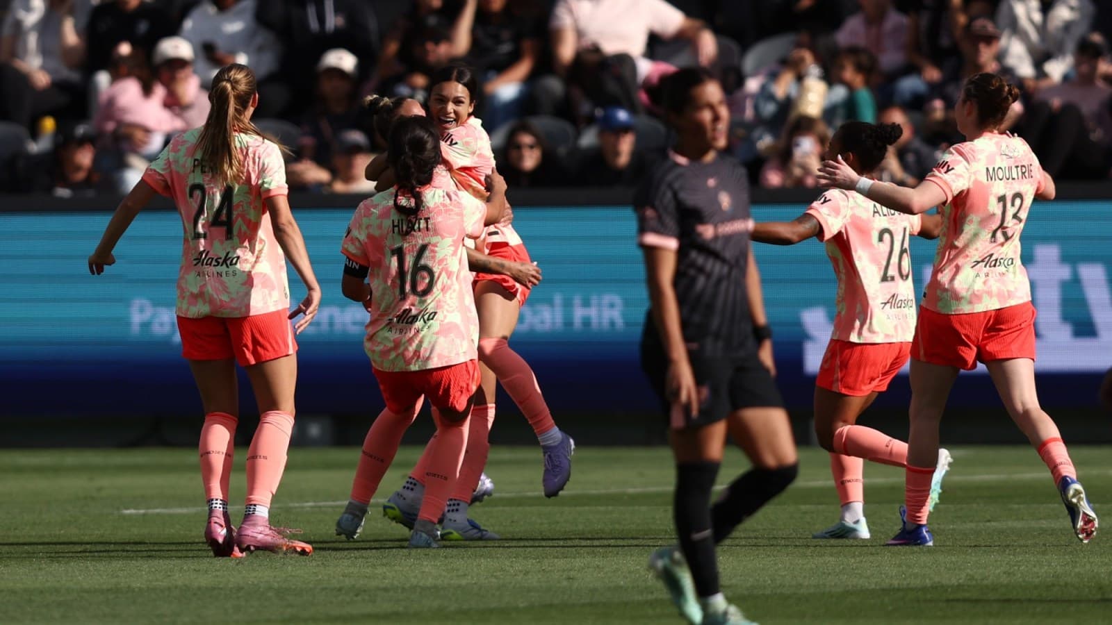 Portland Thorns celebrating a goal during match