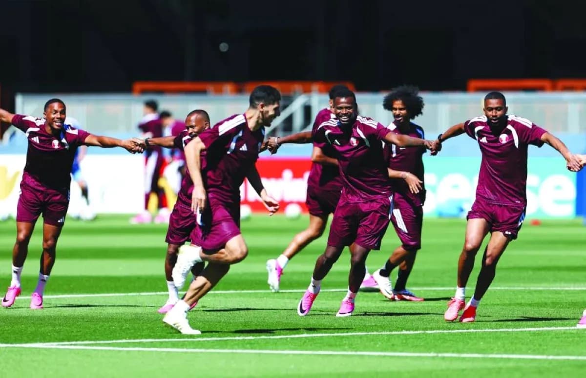 Qatar players training for World Cup match Qatar players training for World Cup match