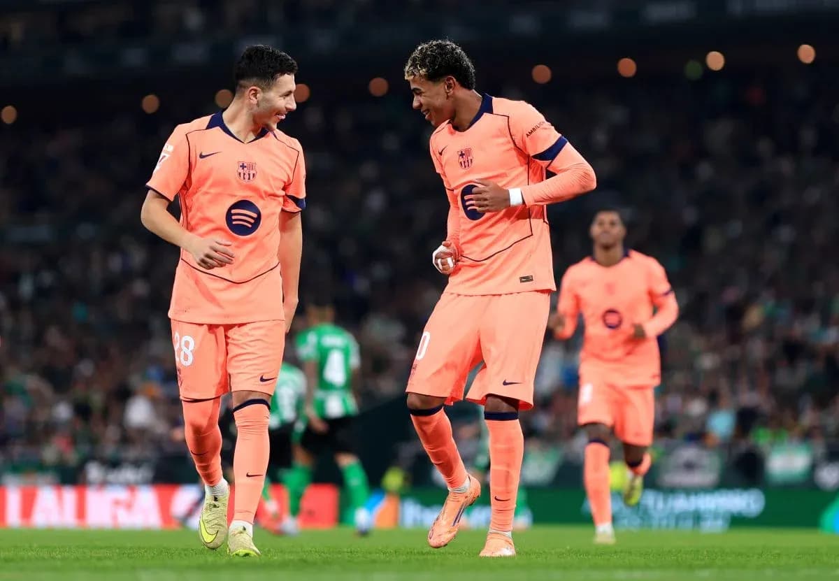 Barcelona players celebrating during La Liga match Barcelona players celebrating during La Liga match