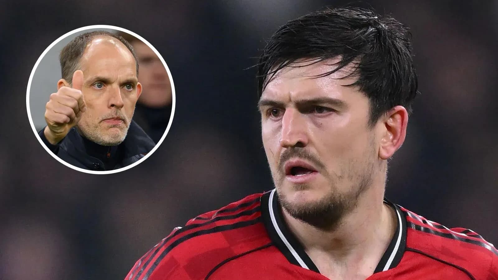 Harry Maguire in Manchester United jersey during match Harry Maguire in Manchester United jersey during match