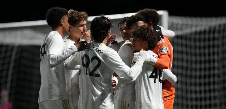 Los Angeles FC II players celebrating a goal Los Angeles FC II players celebrating a goal