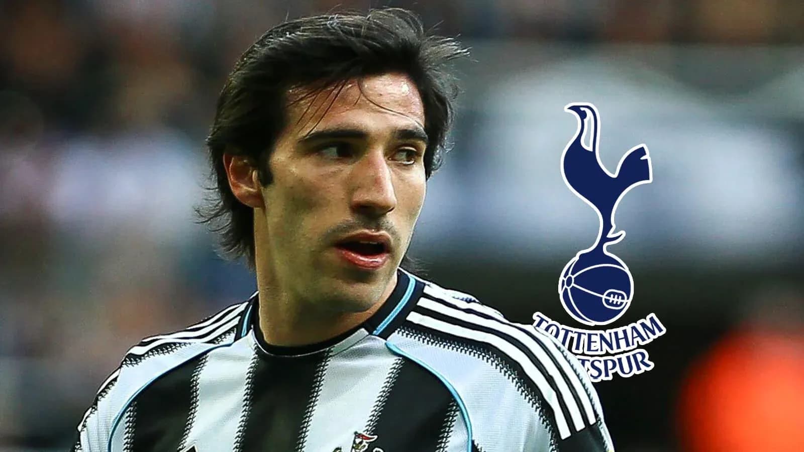 Player in Newcastle United kit with Tottenham logo Player in Newcastle United kit with Tottenham logo