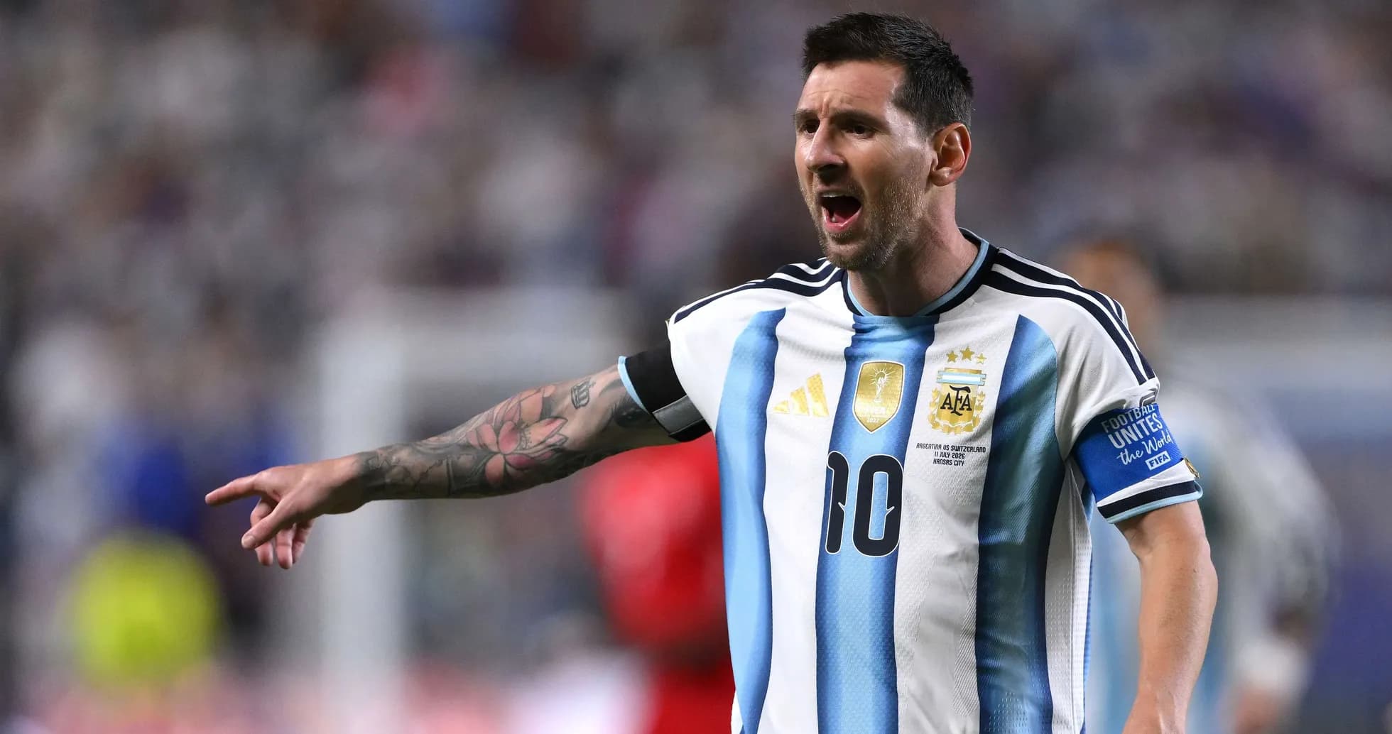 Lionel Messi directing during World Cup match Lionel Messi directing during World Cup match