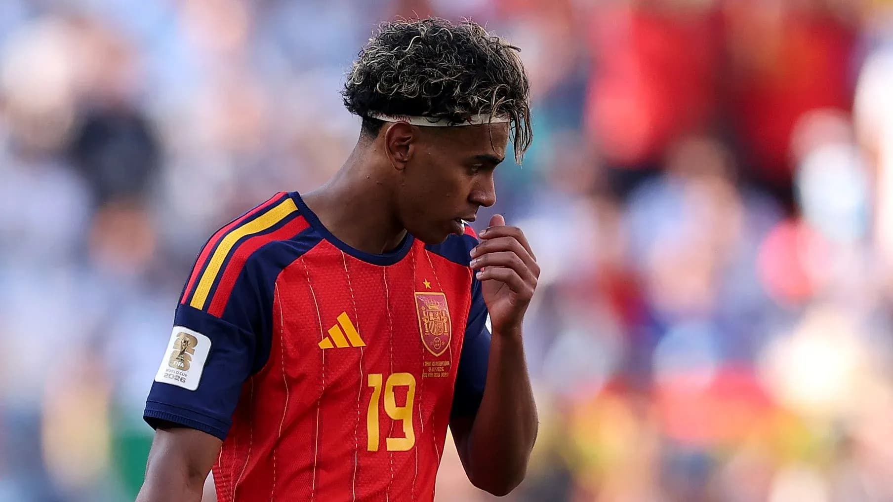 Player wearing Spain jersey during match Player wearing Spain jersey during match