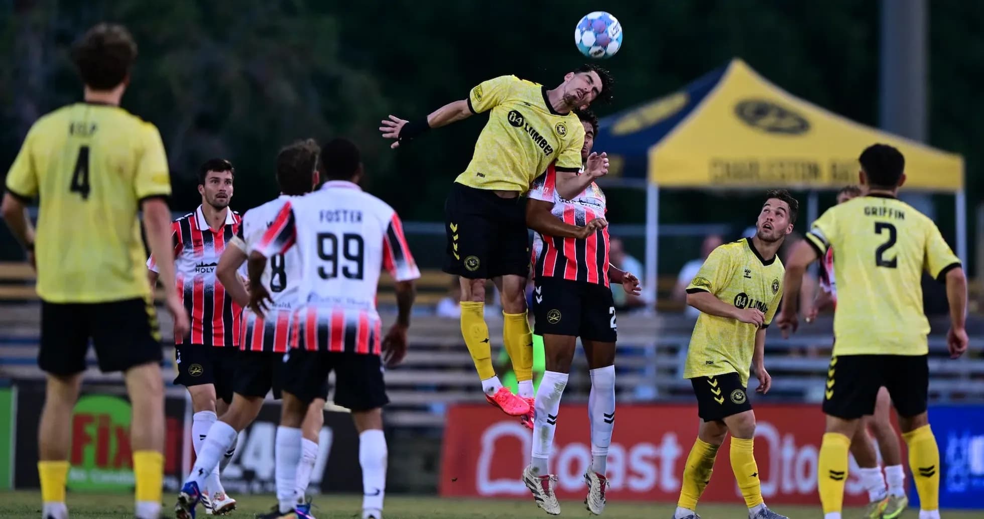 Player heading the ball during Charleston Battery match Player heading the ball during Charleston Battery match