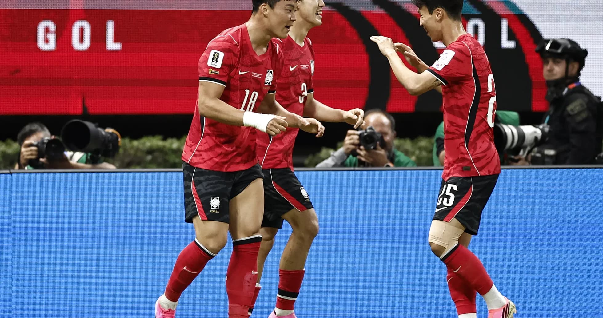 South Korean players celebrating a goal South Korean players celebrating a goal
