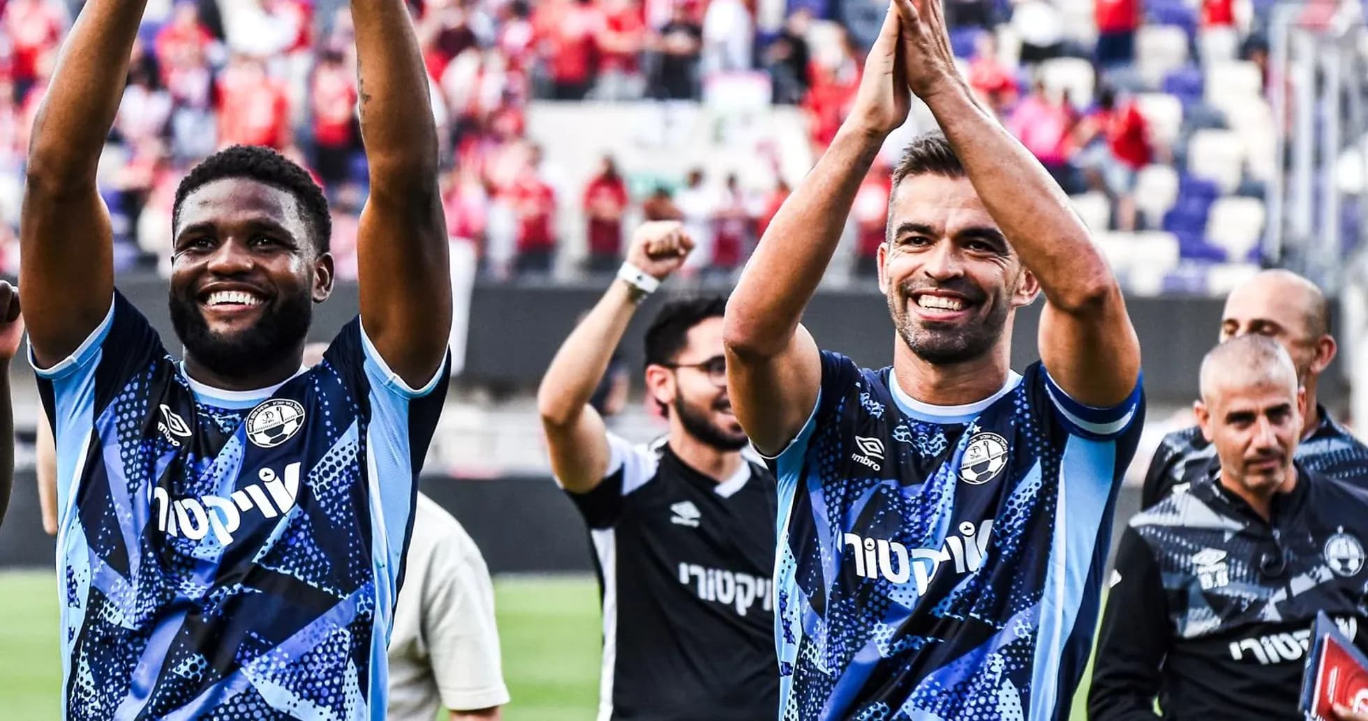 Hapoel Beer Sheva players celebrating after match Hapoel Beer Sheva players celebrating after match