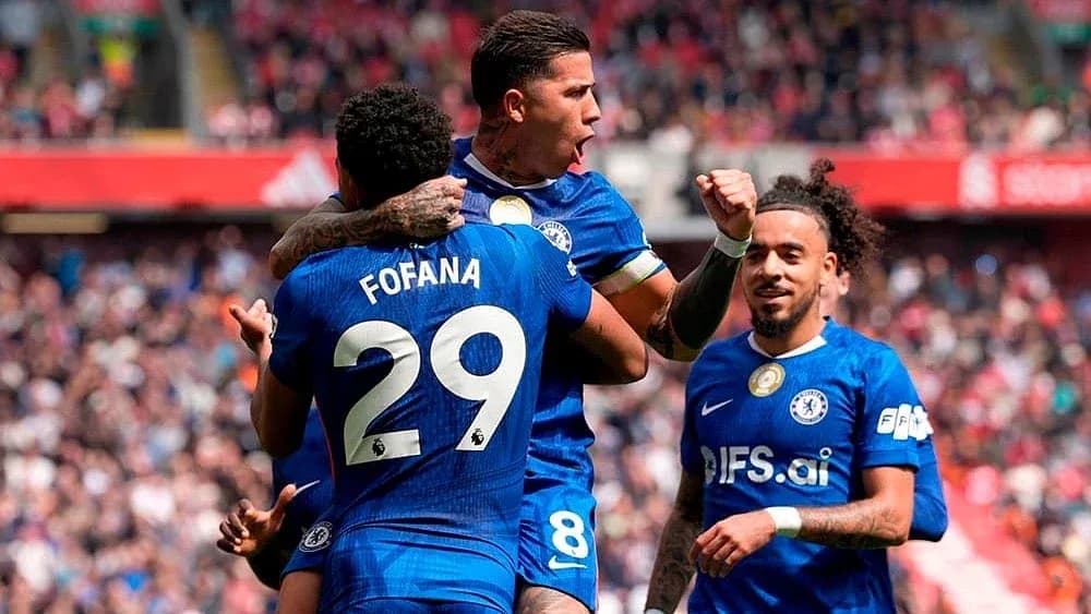 Chelsea players celebrating a goal during match Chelsea players celebrating a goal during match
