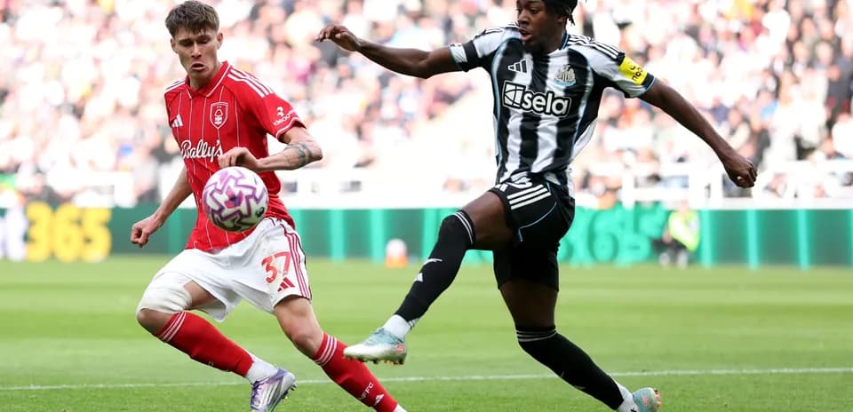 Player tackling during Nottingham Forest vs Newcastle match Player tackling during Nottingham Forest vs Newcastle match