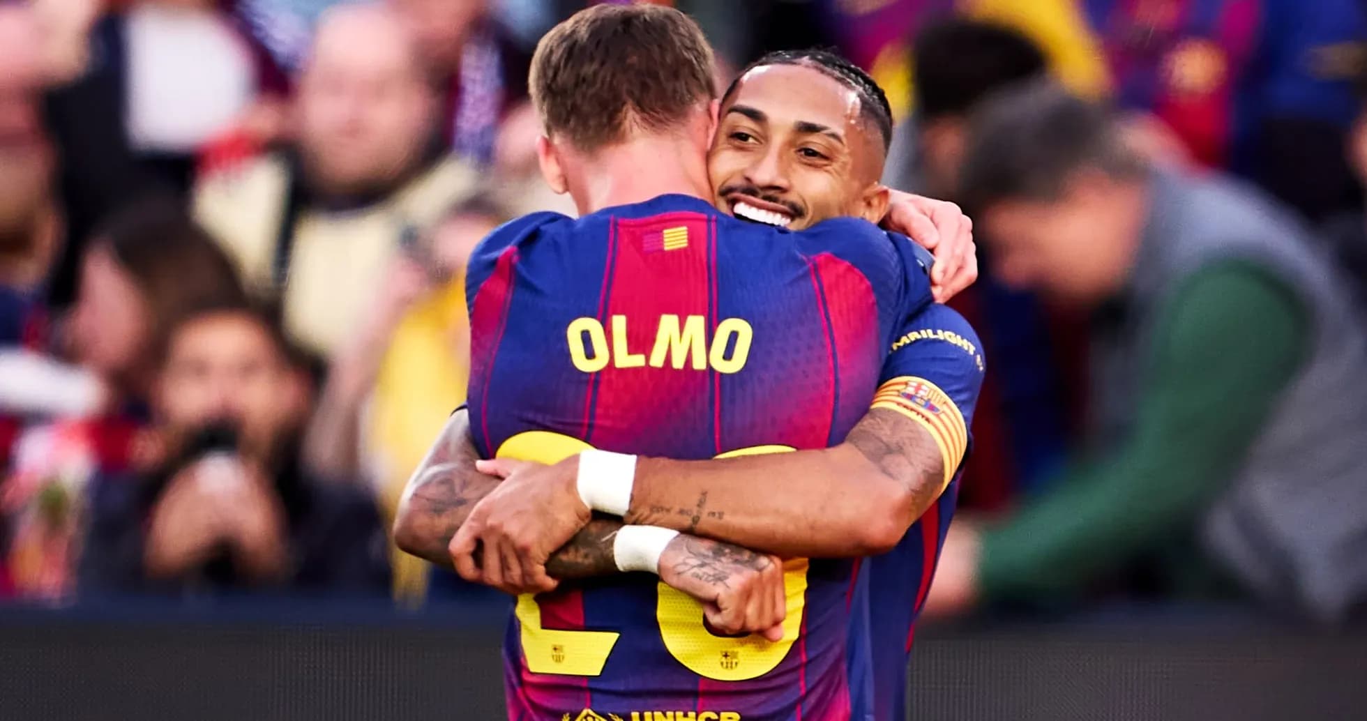 Barcelona players celebrating a goal during match Barcelona players celebrating a goal during match