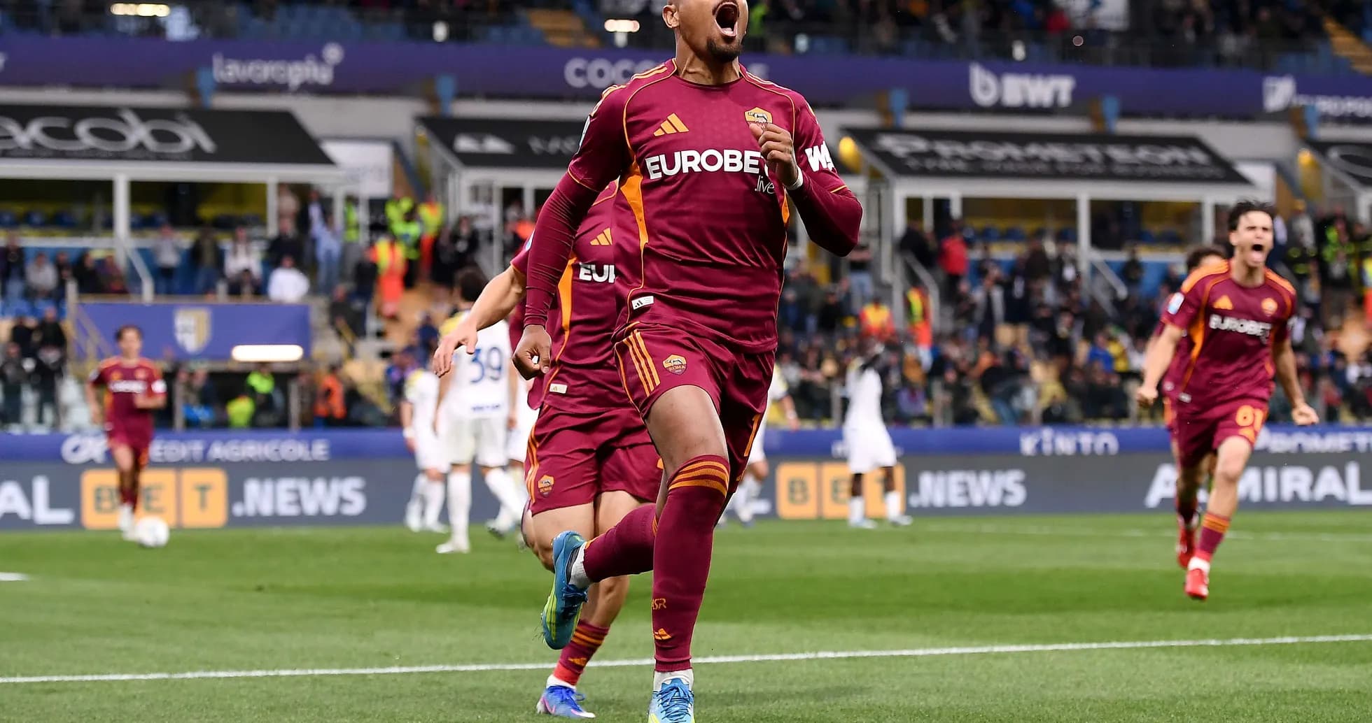 AS Roma player celebrating a goal during match AS Roma player celebrating a goal during match
