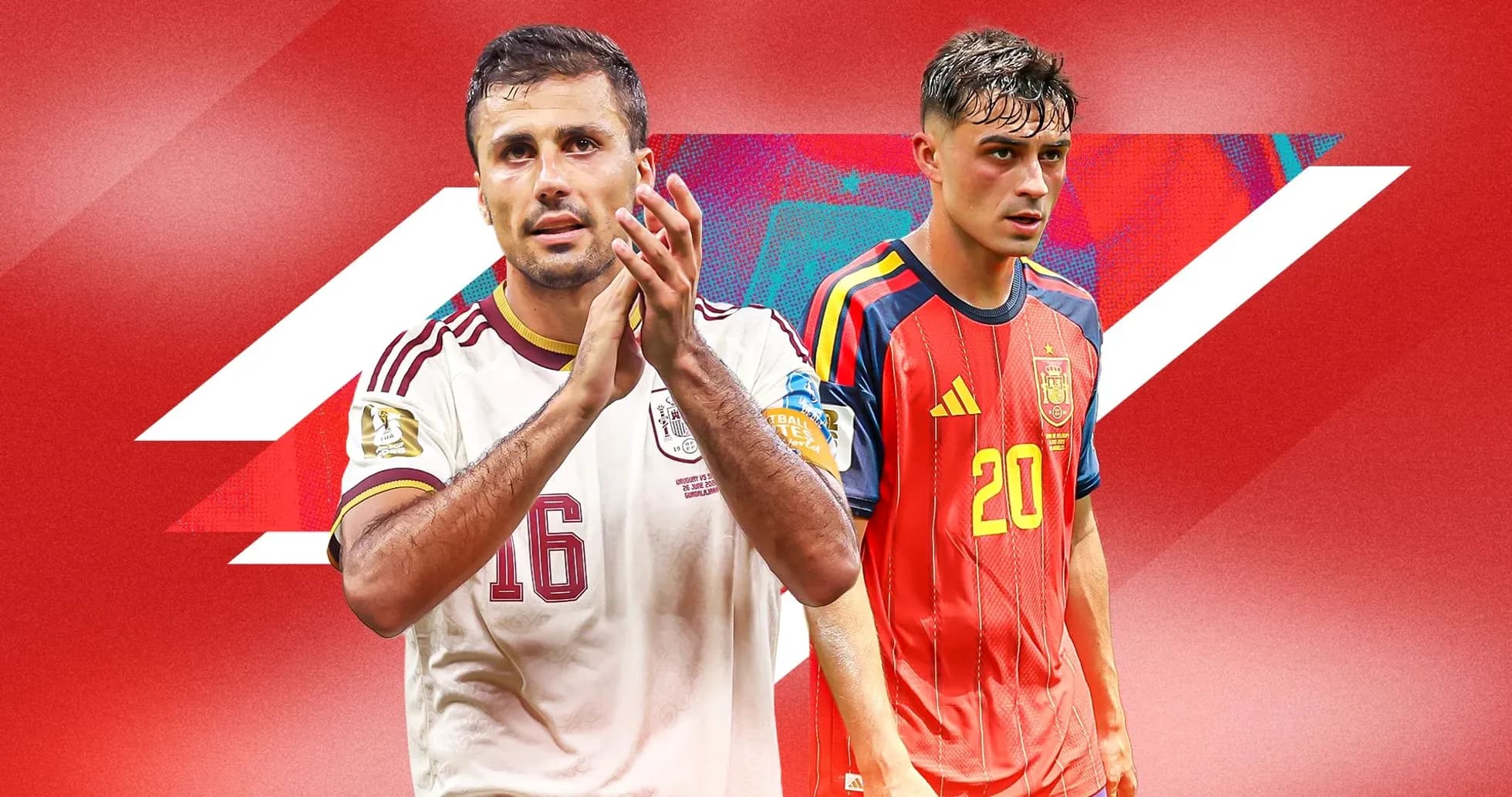 Two soccer players from Mexico and Spain Two soccer players from Mexico and Spain