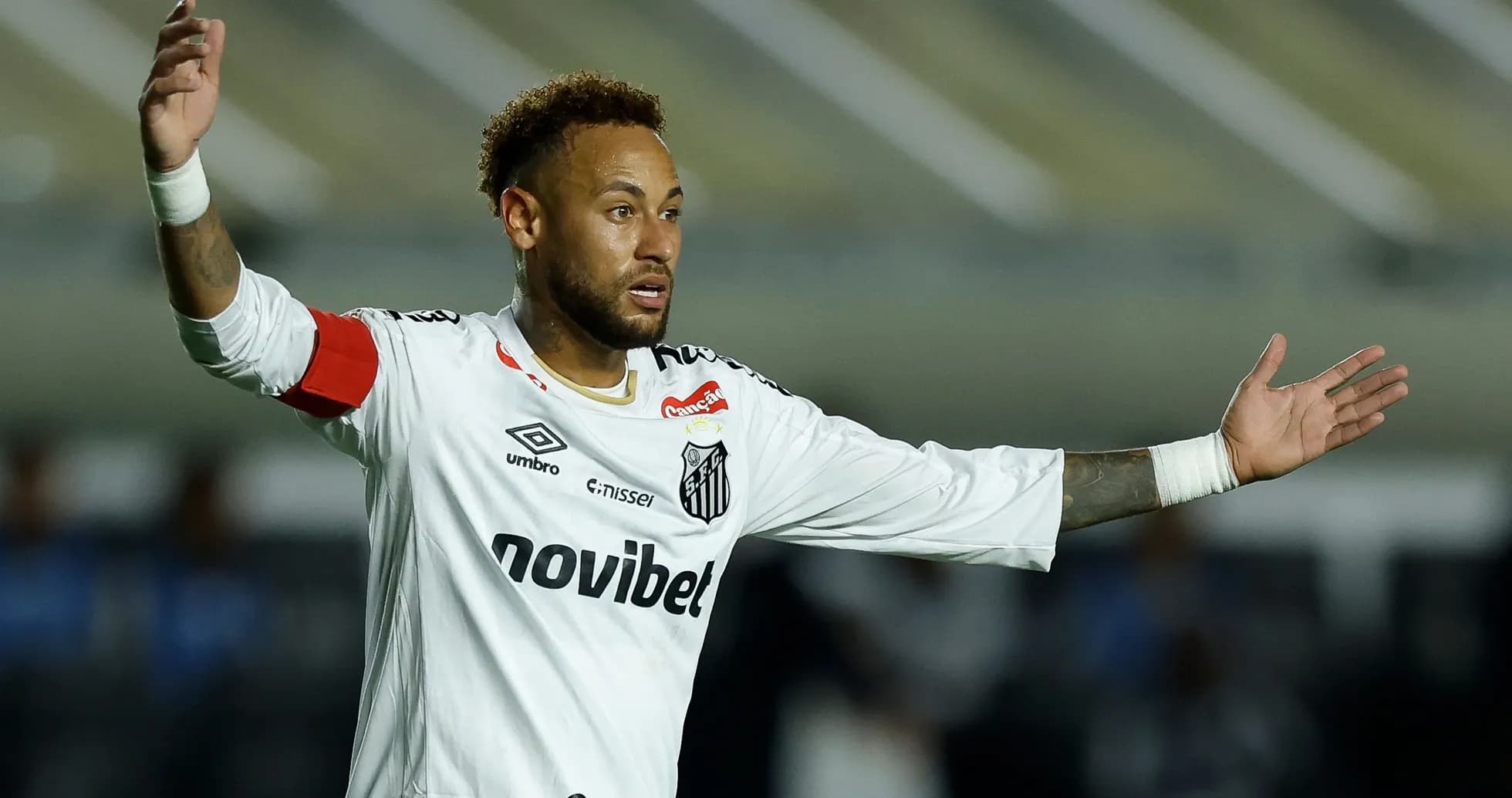 Neymar gesturing during a match for Santos Neymar gesturing during a match for Santos