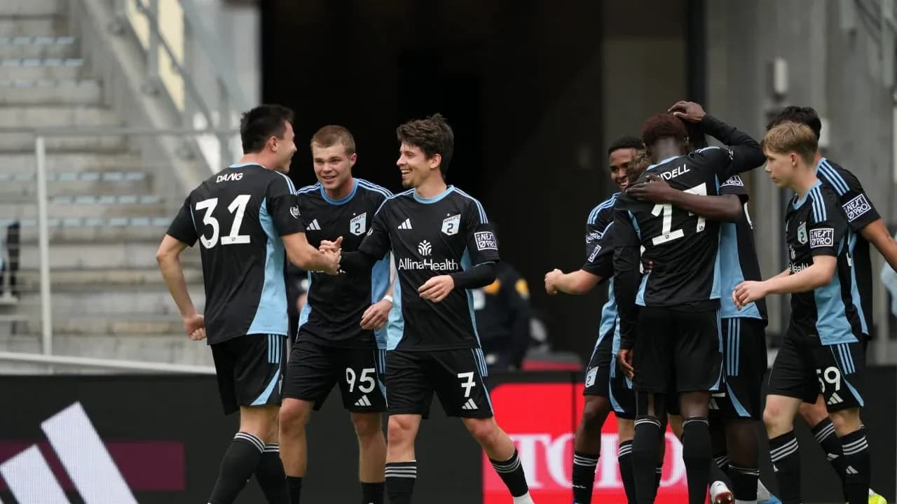 Minnesota United II players celebrating a goal Minnesota United II players celebrating a goal