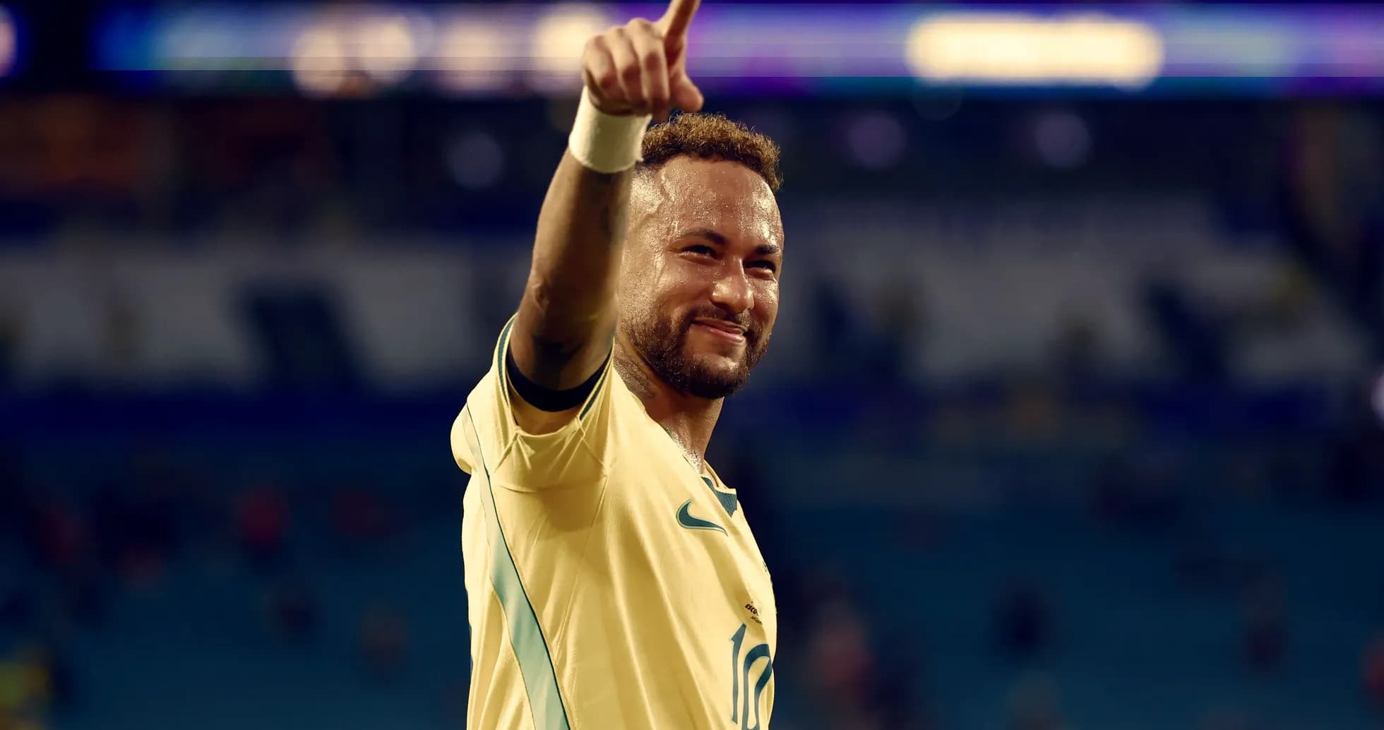 Player celebrating and pointing after a match Player celebrating and pointing after a match