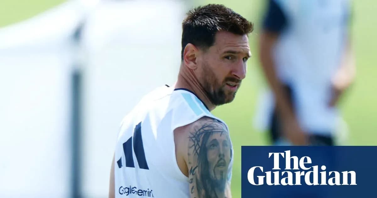 Lionel Messi during training session, showing tattoo Lionel Messi during training session, showing tattoo