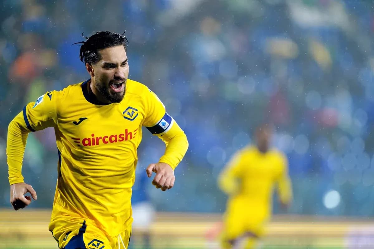 Player celebrating goal during Hellas Verona match Player celebrating goal during Hellas Verona match