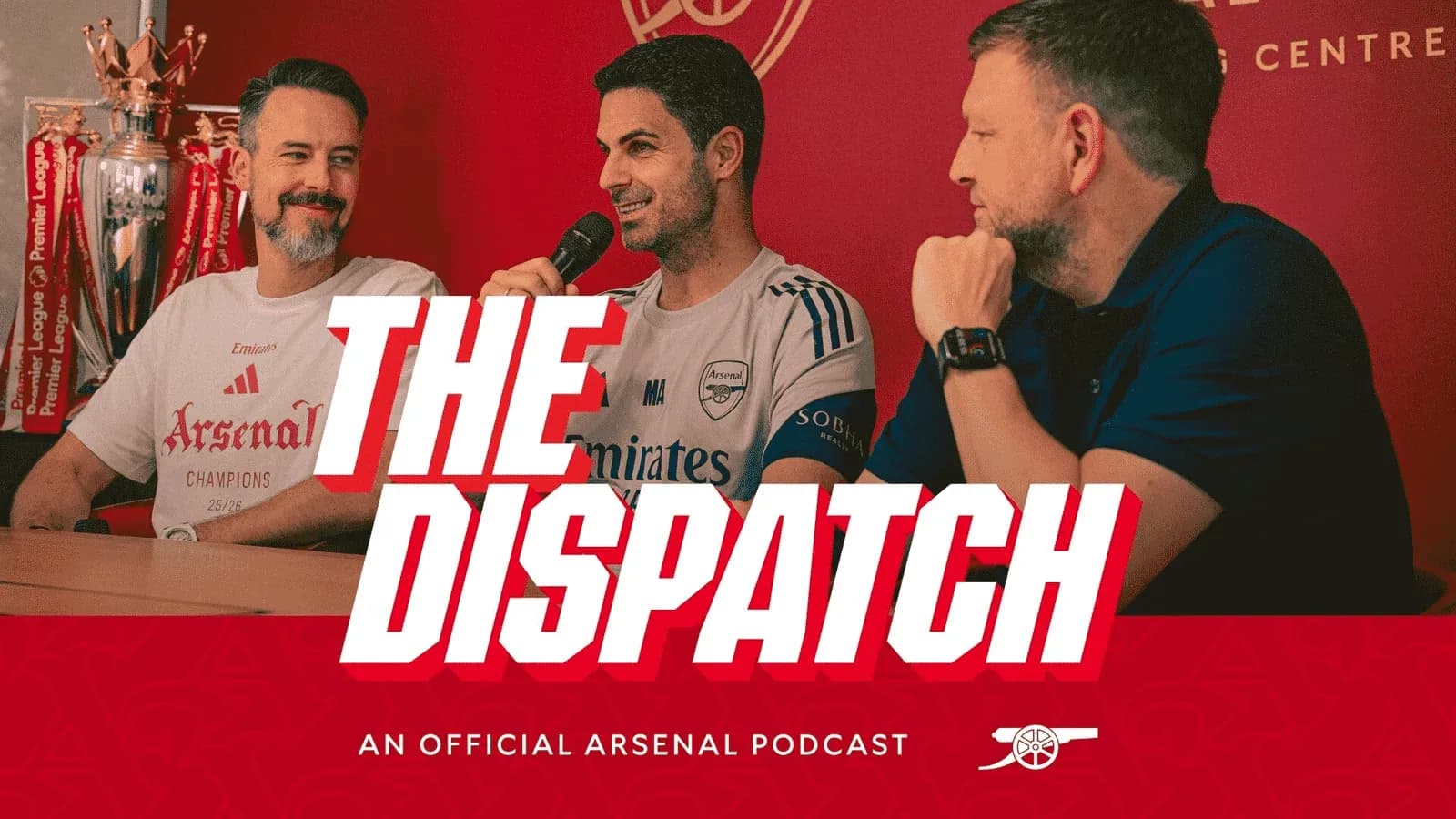 Podcast hosts discussing Arsenal football club Podcast hosts discussing Arsenal football club