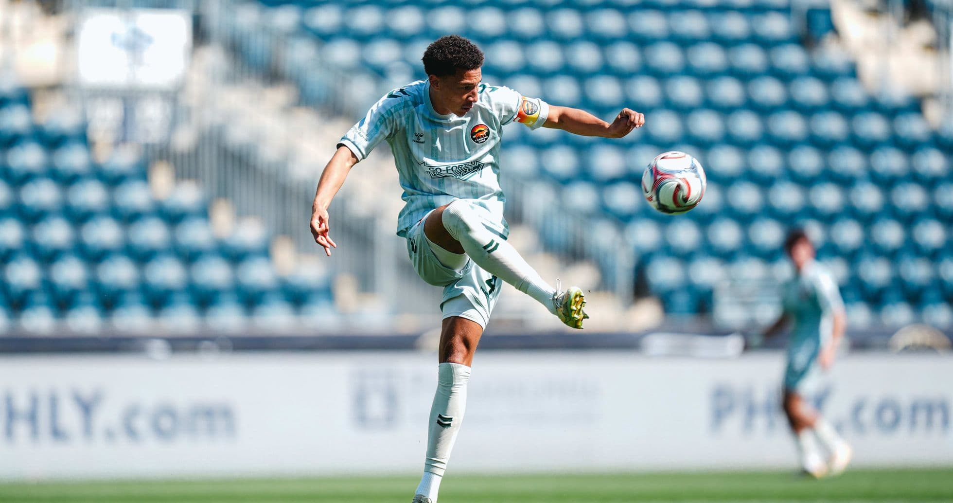 Player kicking ball during Philadelphia Union II match Player kicking ball during Philadelphia Union II match