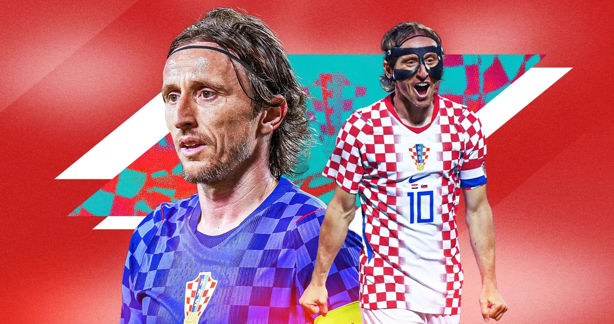 Luka Modrić in Croatian kit, celebrating a goal Luka Modrić in Croatian kit, celebrating a goal