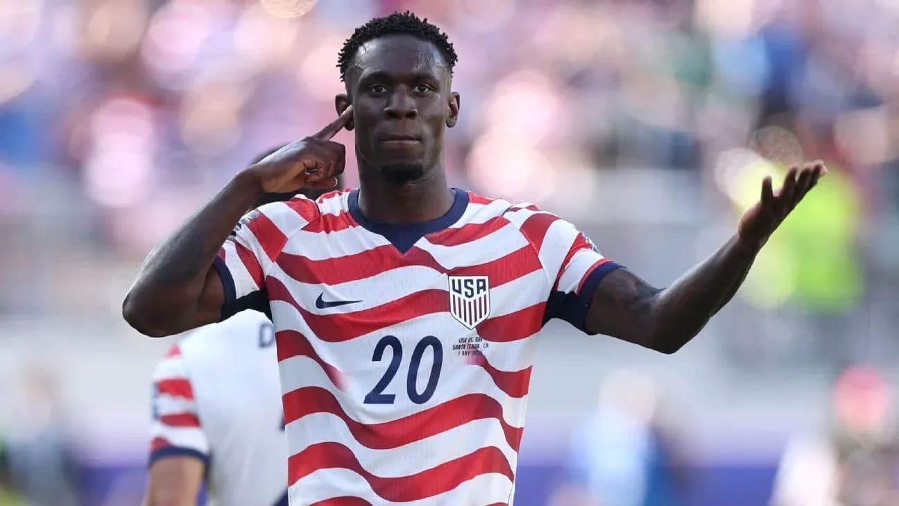 Player celebrating during match with USA jersey Player celebrating during match with USA jersey