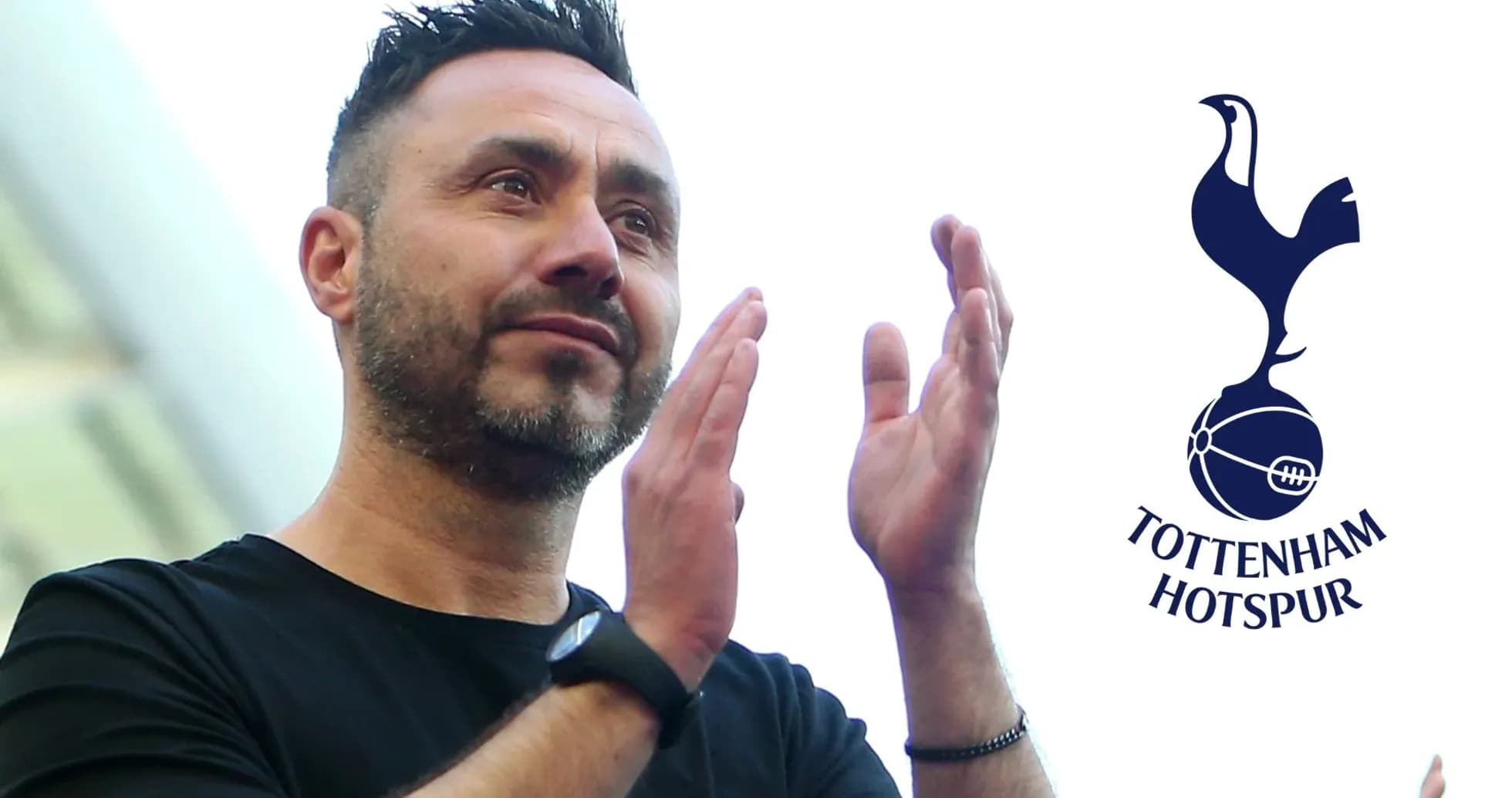 Man clapping with Tottenham Hotspur logo in background Man clapping with Tottenham Hotspur logo in background